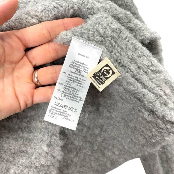 NEW Madewell Wool-Alpaca Blend Bouclé-Knit Oversized Sweater Size S grey soft - Picture 8 of 10
